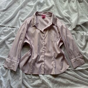 Y2K She’s Cool Collared Striped Button Up Shirt